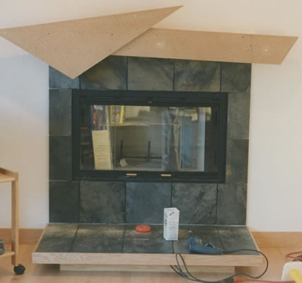 modern wood burning fireplace