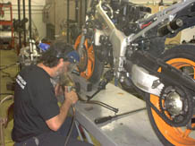 Gerry hard at work on another custom bike!